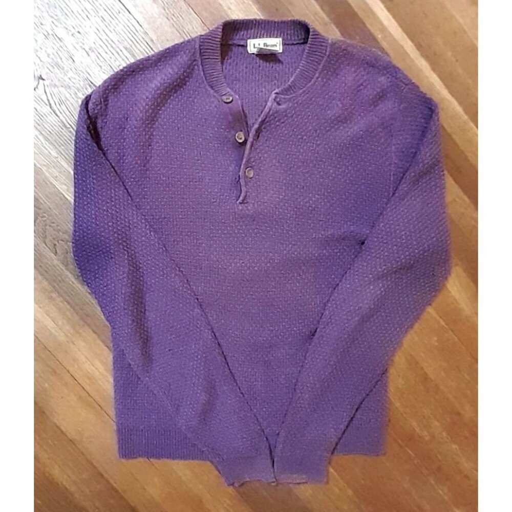 Vintage LL Bean Women's Polo Linen-Blend Sweater Lavender Size M